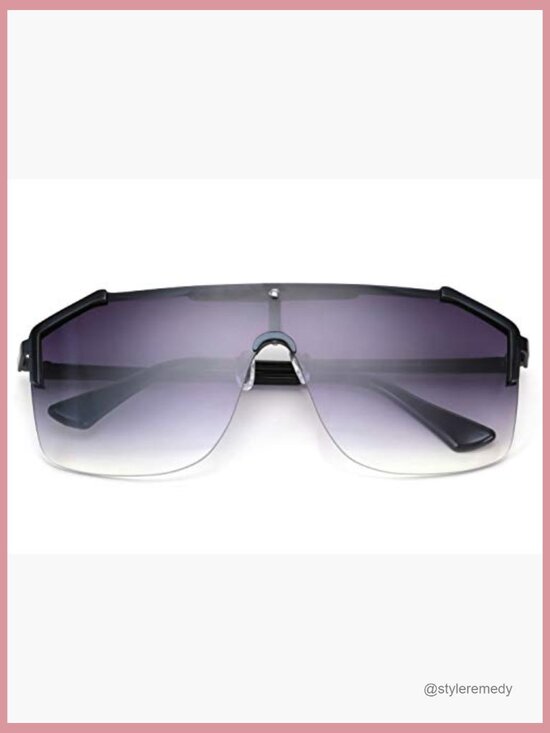Metal Frame Oversized Rimless Sunglasses UV400 Protection Retro Classic main image 6